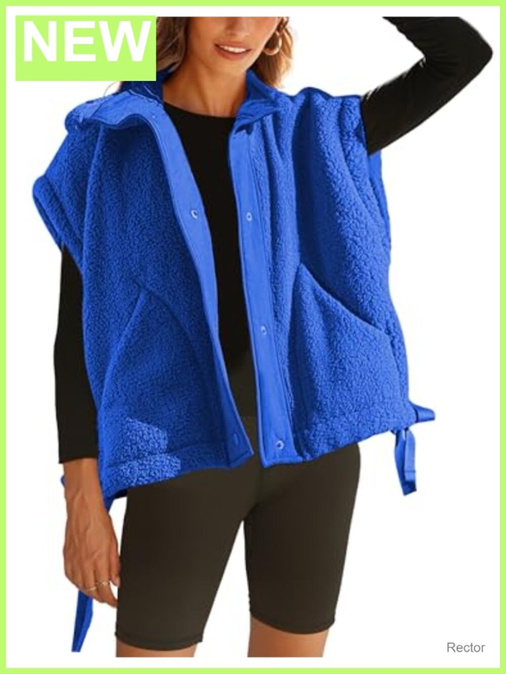 Womens Fleece Vest Button Down Sherpa Jacket Sleeveless Outerwear